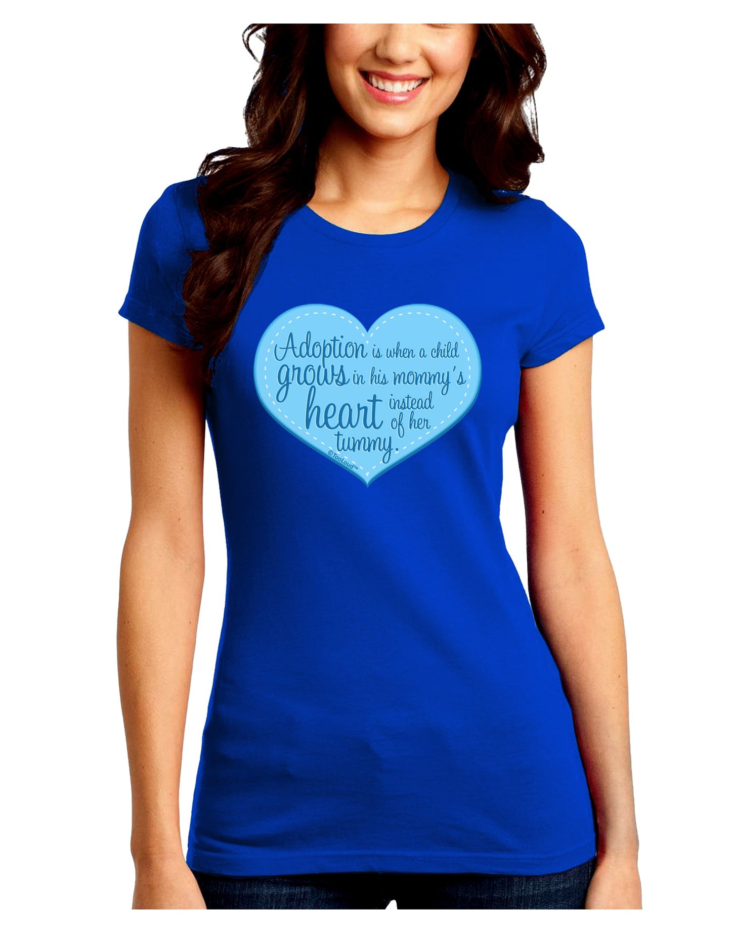 Adoption is When - Mom and Son Quote Juniors Crew Dark T-Shirt by TooLoud-T-Shirts Juniors Tops-TooLoud-Royal-Blue-Juniors Fitted Small-Davson Sales
