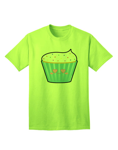 Adorable Cupcake with Sprinkles - Heart Eyes Adult T-Shirt by TooLoud-Mens T-shirts-TooLoud-Neon-Green-Small-Davson Sales