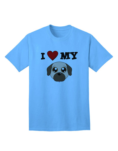 Adorable Fawn Adult T-Shirt featuring a Cute Pug Dog - A Must-Have for Dog Lovers-Mens T-shirts-TooLoud-Aquatic-Blue-Small-Davson Sales