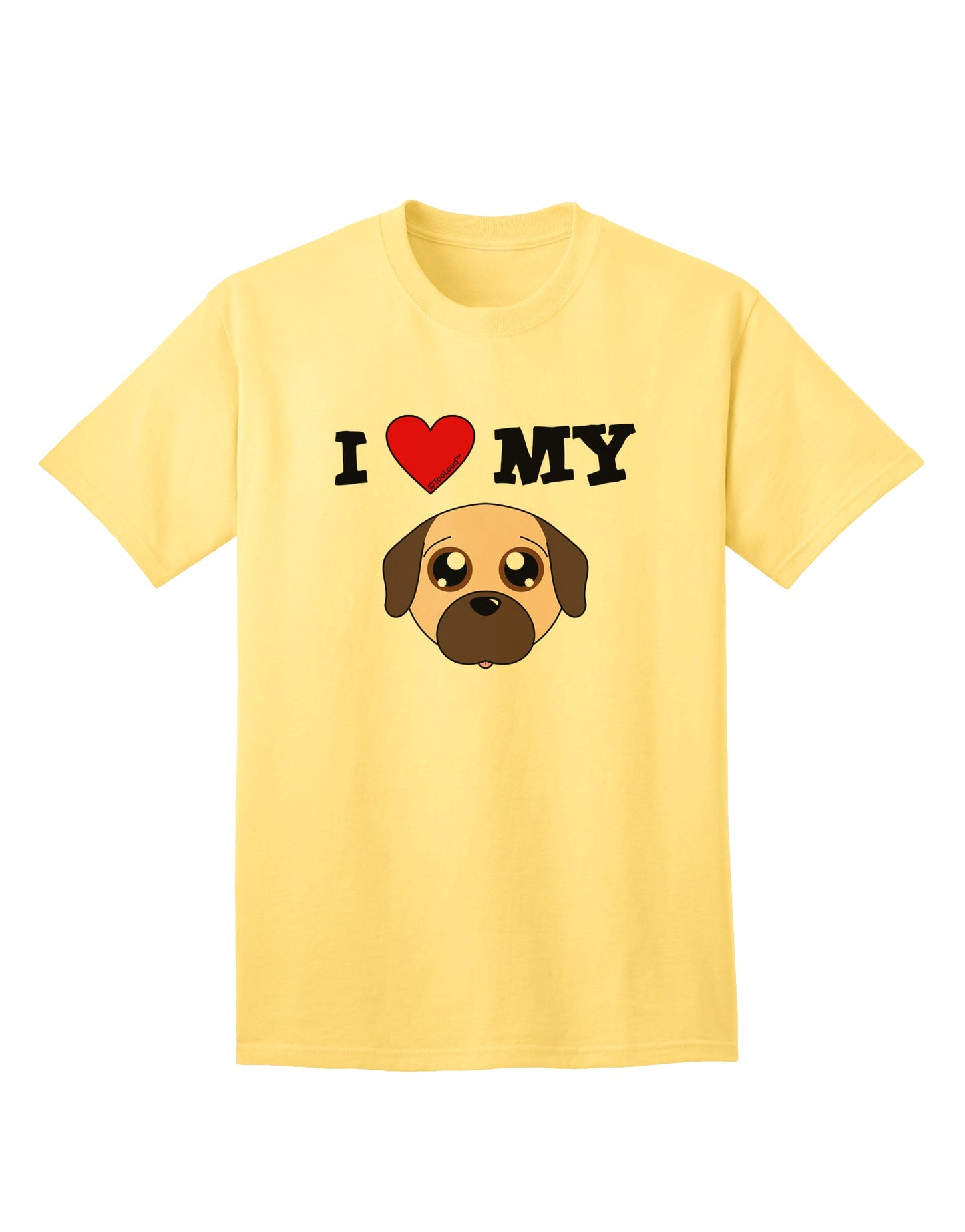 Adorable Fawn Adult T-Shirt featuring a Cute Pug Dog - A Must-Have for Dog Lovers-Mens T-shirts-TooLoud-Yellow-Small-Davson Sales