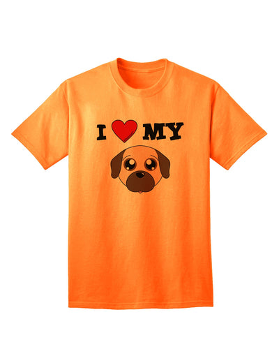 Adorable Fawn Adult T-Shirt featuring a Cute Pug Dog - A Must-Have for Dog Lovers-Mens T-shirts-TooLoud-Neon-Orange-Small-Davson Sales