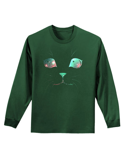 Adorable Space Cat Adult Long Sleeve Dark T-Shirt-TooLoud-Dark-Green-Small-Davson Sales