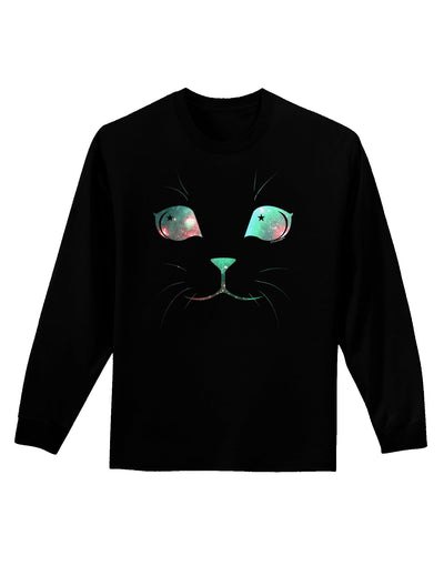 Adorable Space Cat Adult Long Sleeve Dark T-Shirt-TooLoud-Black-Small-Davson Sales