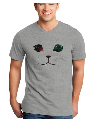 Adorable Space Cat Adult V-Neck T-shirt by-Mens V-Neck T-Shirt-TooLoud-HeatherGray-Small-Davson Sales