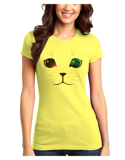 Adorable Space Cat Juniors Petite T-Shirt-T-Shirts Juniors Tops-TooLoud-Yellow-Juniors Fitted X-Small-Davson Sales