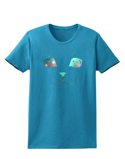 Adorable Space Cat Womens Dark T-Shirt-TooLoud-Turquoise-X-Small-Davson Sales