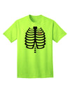 Adult Halloween T-Shirt: Black Skeleton Ribcage Design with a Vibrant Pink Heart Accent-Mens T-shirts-TooLoud-Neon-Green-Small-Davson Sales