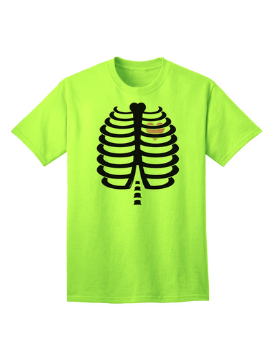 Adult Halloween T-Shirt: Black Skeleton Ribcage Design with a Vibrant Pink Heart Accent-Mens T-shirts-TooLoud-Neon-Green-Small-Davson Sales