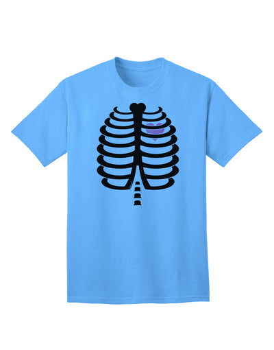 Adult Halloween T-Shirt: Black Skeleton Ribcage Design with a Vibrant Pink Heart Accent-Mens T-shirts-TooLoud-Aquatic-Blue-Small-Davson Sales