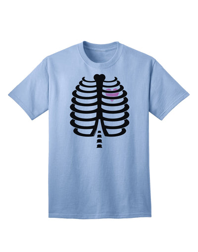 Adult Halloween T-Shirt: Black Skeleton Ribcage Design with a Vibrant Pink Heart Accent-Mens T-shirts-TooLoud-Light-Blue-Small-Davson Sales