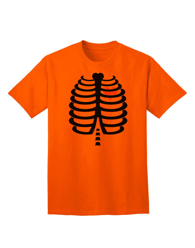 Adult Halloween T-Shirt: Black Skeleton Ribcage Design with a Vibrant Pink Heart Accent-Mens T-shirts-TooLoud-Orange-Small-Davson Sales