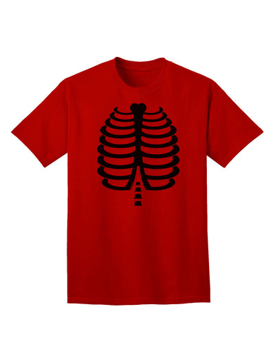 Adult Halloween T-Shirt: Black Skeleton Ribcage Design with a Vibrant Pink Heart Accent-Mens T-shirts-TooLoud-Red-Small-Davson Sales
