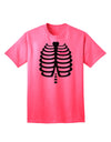 Adult Halloween T-Shirt: Black Skeleton Ribcage Design with a Vibrant Pink Heart Accent-Mens T-shirts-TooLoud-Neon-Pink-Small-Davson Sales