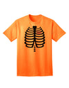 Adult Halloween T-Shirt: Black Skeleton Ribcage Design with a Vibrant Pink Heart Accent-Mens T-shirts-TooLoud-Neon-Orange-Small-Davson Sales