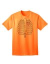 Adult Halloween T-Shirt: Skeleton Ribcage Design with a Touch of Pink Heart-Mens T-shirts-TooLoud-Neon-Orange-Small-Davson Sales