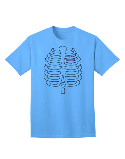 Adult Halloween T-Shirt: Skeleton Ribcage Design with a Touch of Pink Heart-Mens T-shirts-TooLoud-Aquatic-Blue-Small-Davson Sales