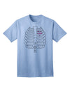 Adult Halloween T-Shirt: Skeleton Ribcage Design with a Touch of Pink Heart-Mens T-shirts-TooLoud-Light-Blue-Small-Davson Sales