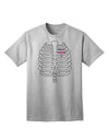 Adult Halloween T-Shirt: Skeleton Ribcage Design with a Touch of Pink Heart-Mens T-shirts-TooLoud-AshGray-Small-Davson Sales