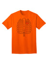Adult Halloween T-Shirt: Skeleton Ribcage Design with a Touch of Pink Heart-Mens T-shirts-TooLoud-Orange-Small-Davson Sales
