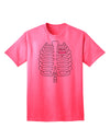 Adult Halloween T-Shirt: Skeleton Ribcage Design with a Touch of Pink Heart-Mens T-shirts-TooLoud-Neon-Pink-Small-Davson Sales