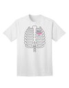 Adult Halloween T-Shirt: Skeleton Ribcage Design with a Touch of Pink Heart-Mens T-shirts-TooLoud-White-Small-Davson Sales