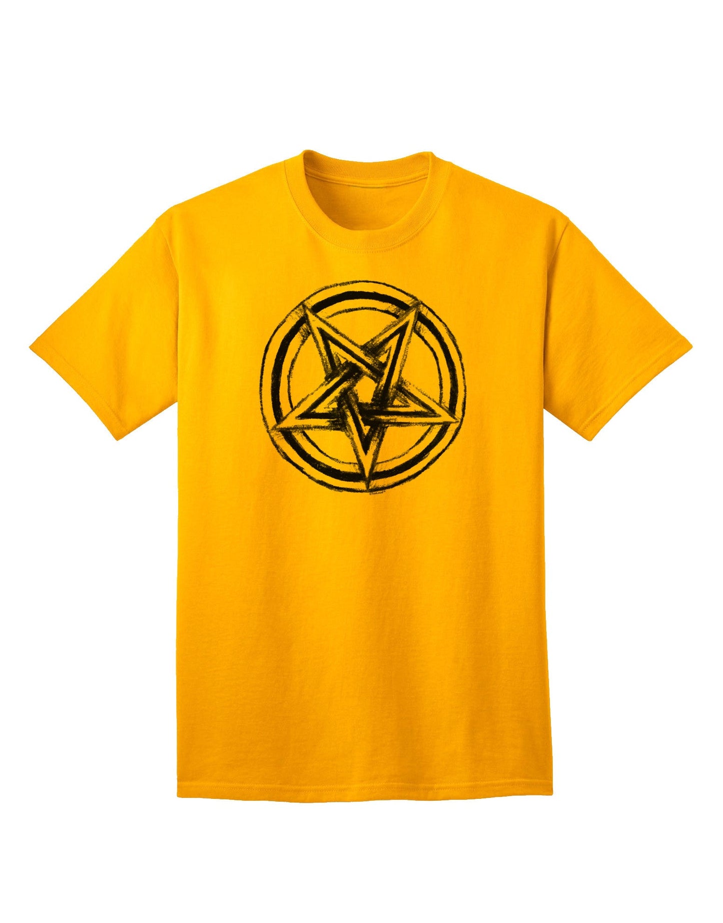 Adult Inverted Pentagram T-Shirt: Embrace the Death Metal Star Aesthetic-Mens T-shirts-TooLoud-Gold-Small-Davson Sales