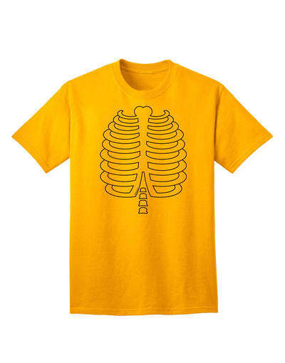 Adult Skeleton Ribcage T-Shirt: A Halloween Essential-Mens T-shirts-TooLoud-Gold-Small-Davson Sales