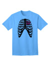 Adult T-Shirt: Black Skeleton Bones Ribcage with Heart - A Unique Statement Piece-Mens T-shirts-TooLoud-Aquatic-Blue-Small-Davson Sales