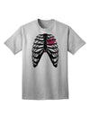 Adult T-Shirt: Black Skeleton Bones Ribcage with Heart - A Unique Statement Piece-Mens T-shirts-TooLoud-AshGray-Small-Davson Sales