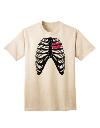 Adult T-Shirt: Black Skeleton Bones Ribcage with Heart - A Unique Statement Piece-Mens T-shirts-TooLoud-Natural-Small-Davson Sales