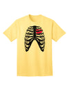 Adult T-Shirt: Black Skeleton Bones Ribcage with Heart - A Unique Statement Piece-Mens T-shirts-TooLoud-Yellow-Small-Davson Sales