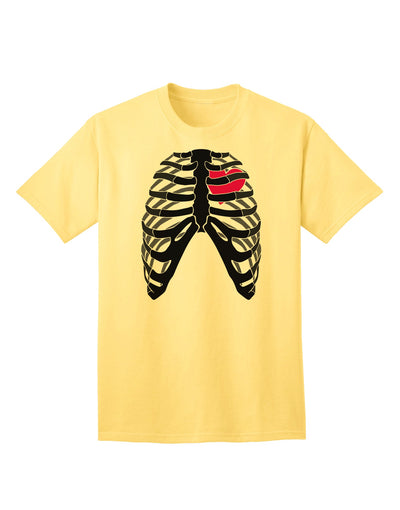 Adult T-Shirt: Black Skeleton Bones Ribcage with Heart - A Unique Statement Piece-Mens T-shirts-TooLoud-Yellow-Small-Davson Sales