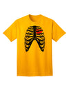 Adult T-Shirt: Black Skeleton Bones Ribcage with Heart - A Unique Statement Piece-Mens T-shirts-TooLoud-Gold-Small-Davson Sales