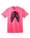 Adult T-Shirt: Black Skeleton Bones Ribcage with Heart - A Unique Statement Piece-Mens T-shirts-TooLoud-Neon-Pink-Small-Davson Sales