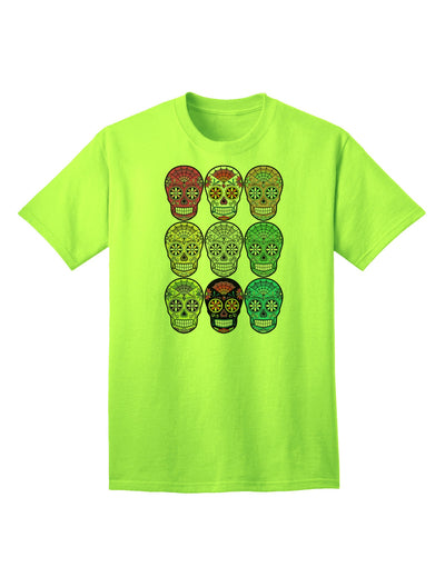 Adult T-Shirt Collection: Dia de los Muertos Calaveras Sugar Skulls - A Unique Blend of Tradition and Style-Mens T-shirts-TooLoud-Neon-Green-Small-Davson Sales