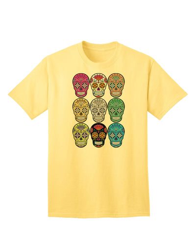 Adult T-Shirt Collection: Dia de los Muertos Calaveras Sugar Skulls - A Unique Blend of Tradition and Style-Mens T-shirts-TooLoud-Yellow-Small-Davson Sales