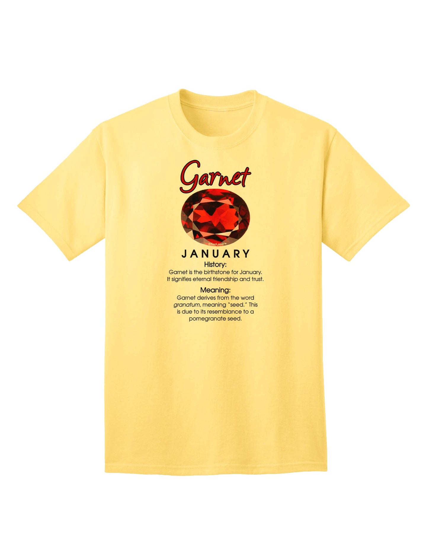 Adult T-Shirt Featuring Authentic Birthstone Garnet Design-Mens T-shirts-TooLoud-Yellow-Small-Davson Sales