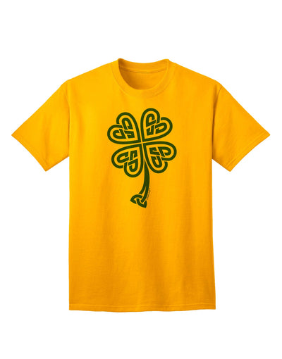 Adult T-Shirt Featuring Celtic Knot 4 Leaf Clover Design - A St. Patrick's Day Special Edition-Mens T-shirts-TooLoud-Gold-Small-Davson Sales