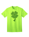 Adult T-Shirt Featuring Celtic Knot 4 Leaf Clover Design - A St. Patrick's Day Special Edition-Mens T-shirts-TooLoud-Neon-Green-Small-Davson Sales