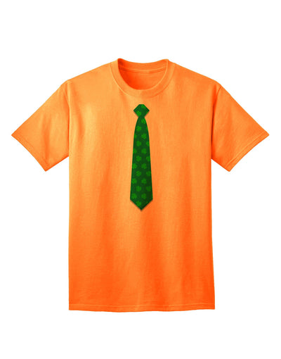 Adult T-Shirt Featuring Clover Pattern Design for St. Patrick's Day Celebration-Mens T-shirts-TooLoud-Neon-Orange-Small-Davson Sales