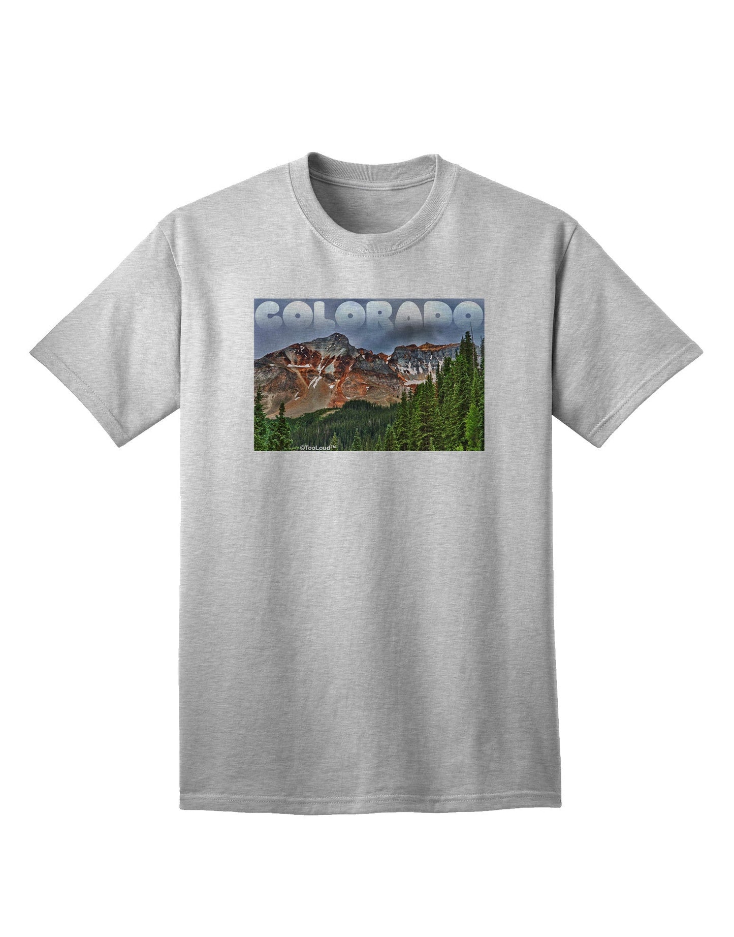 Adult T-Shirt Featuring Colorado Mountains Forrest Text - A Nature-Inspired Apparel Collection-Mens T-shirts-TooLoud-AshGray-Small-Davson Sales