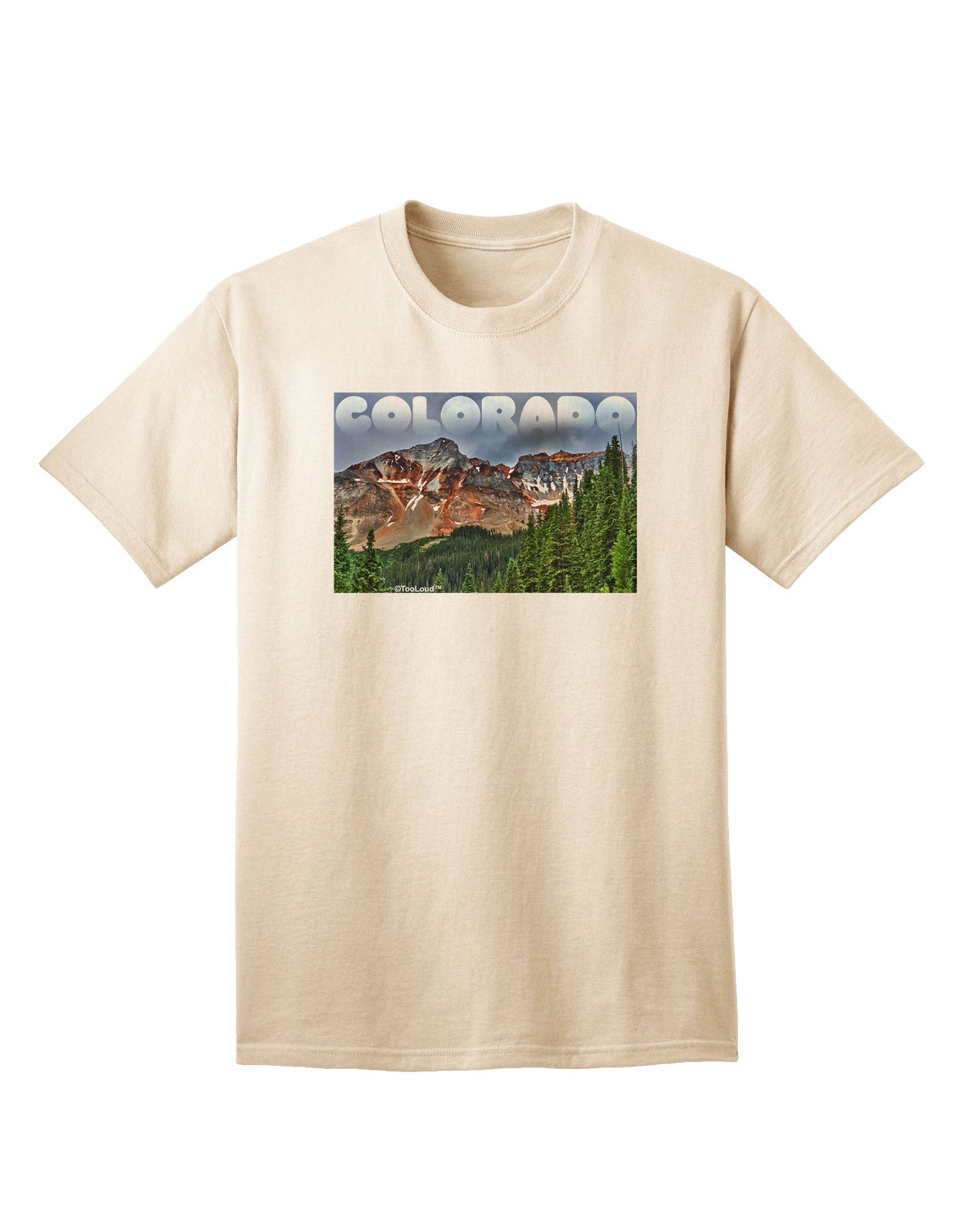 Adult T-Shirt Featuring Colorado Mountains Forrest Text - A Nature-Inspired Apparel Collection-Mens T-shirts-TooLoud-Natural-Small-Davson Sales