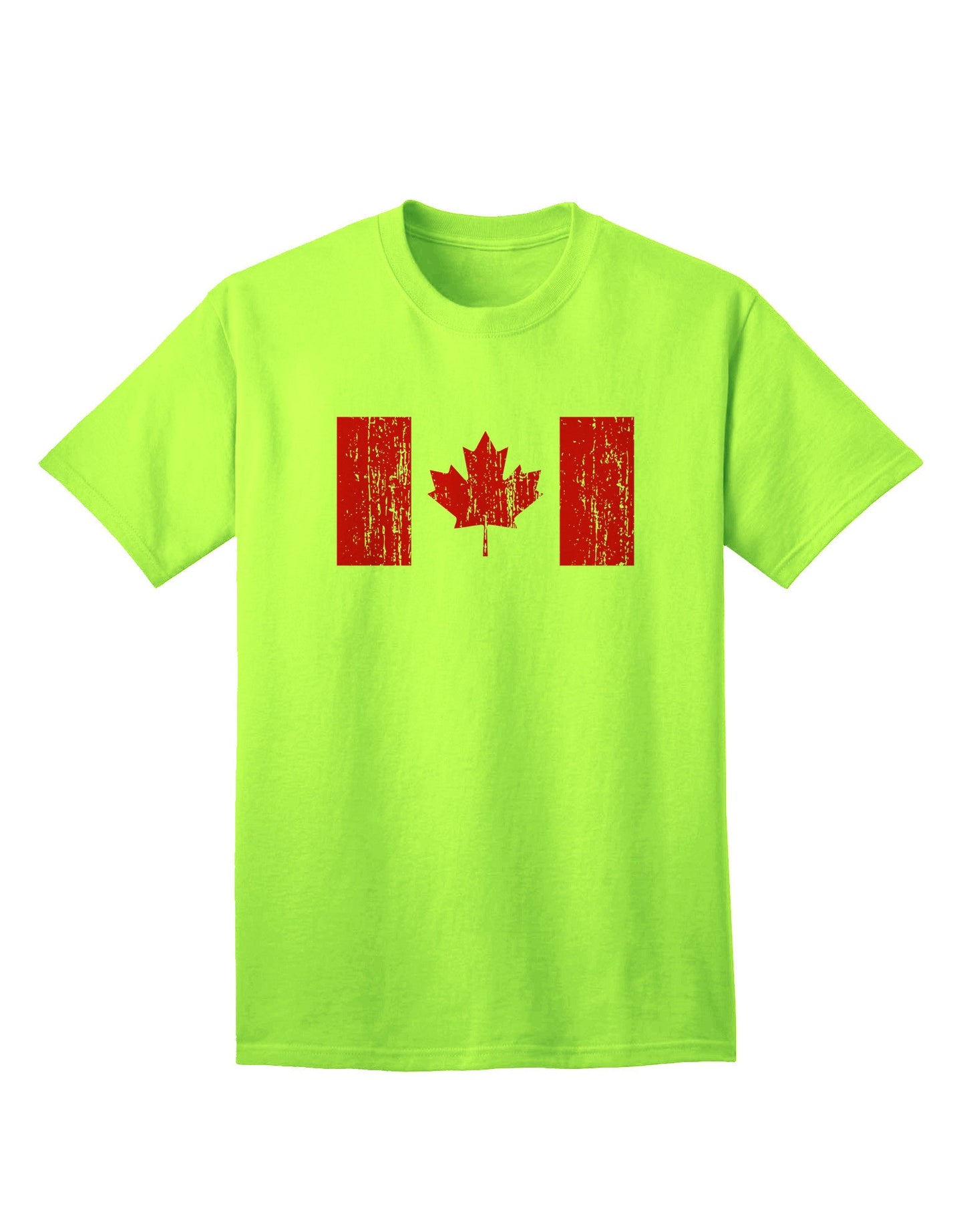 Adult T-Shirt Featuring Distressed Canadian Flag Maple Leaf Design-Mens T-shirts-TooLoud-Neon-Green-Small-Davson Sales