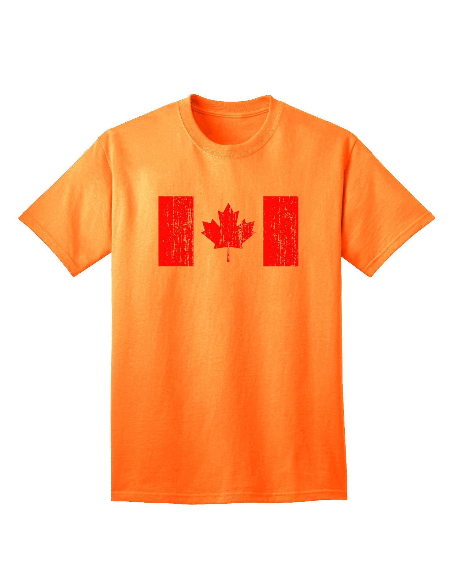 Adult T-Shirt Featuring Distressed Canadian Flag Maple Leaf Design-Mens T-shirts-TooLoud-Neon-Orange-Small-Davson Sales