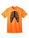 Adult T-Shirt Featuring Inverted Human Skeleton Bones Ribcage Design-Mens T-shirts-TooLoud-Neon-Orange-Small-Davson Sales