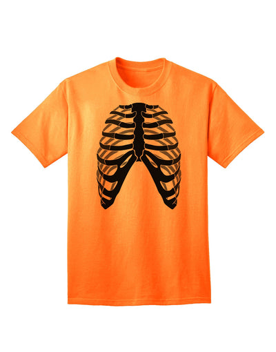 Adult T-Shirt Featuring Inverted Human Skeleton Bones Ribcage Design-Mens T-shirts-TooLoud-Neon-Orange-Small-Davson Sales