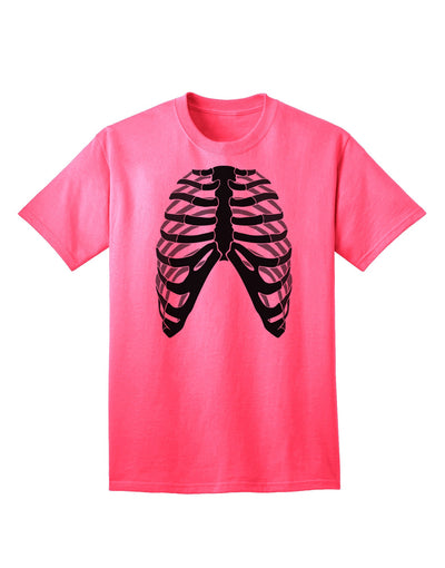 Adult T-Shirt Featuring Inverted Human Skeleton Bones Ribcage Design-Mens T-shirts-TooLoud-Neon-Pink-Small-Davson Sales