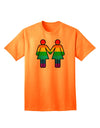 Adult T-Shirt Featuring Rainbow Lesbian Women Holding Hands - A Symbol of Pride and Unity-Mens T-shirts-TooLoud-Neon-Orange-Small-Davson Sales