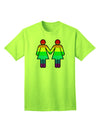 Adult T-Shirt Featuring Rainbow Lesbian Women Holding Hands - A Symbol of Pride and Unity-Mens T-shirts-TooLoud-Neon-Green-Small-Davson Sales
