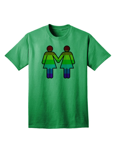 Adult T-Shirt Featuring Rainbow Lesbian Women Holding Hands - A Symbol of Pride and Unity-Mens T-shirts-TooLoud-Kelly-Green-Small-Davson Sales